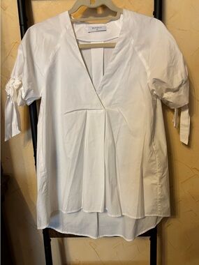 Beatrice Size 4 White V-Neck Tie-Sleeve Women’s Top